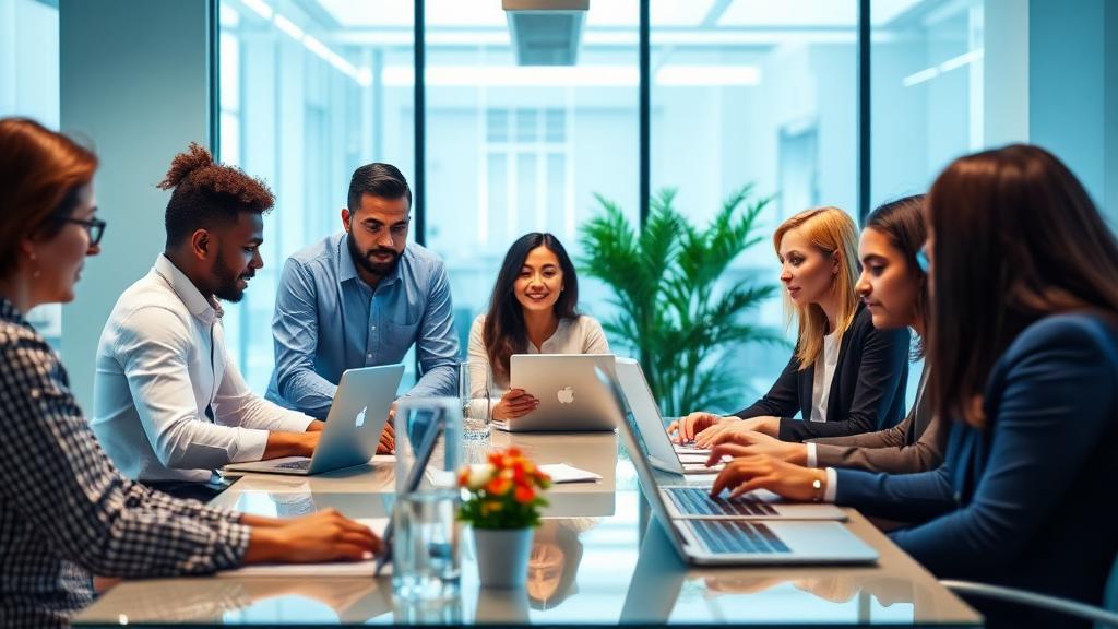 Professional team collaborating on compliance solutions