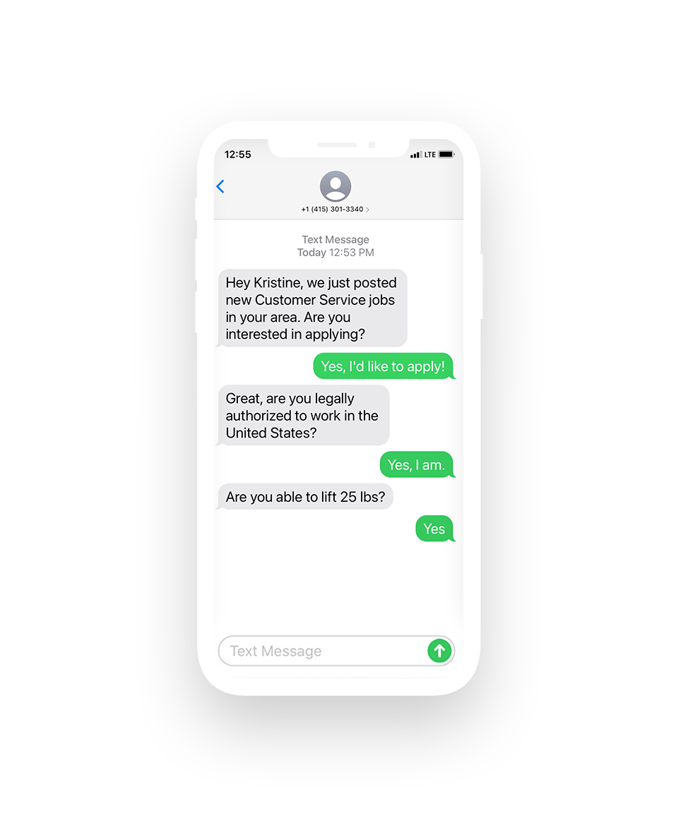 text-based recruiting platform